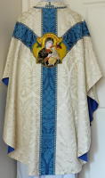 Marian Gothic Chasuble traditional, silk damask GL004